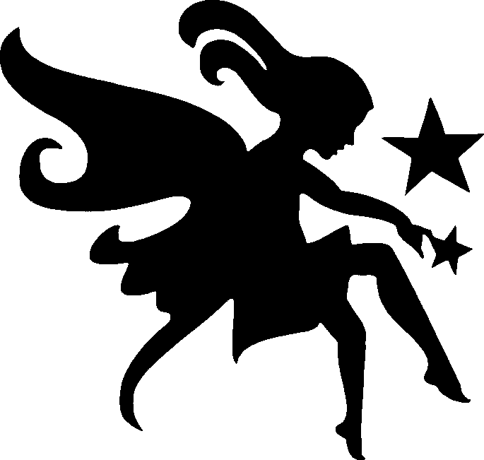 Cool Silhouette Fairy With Stars Tattoo Stencil - Fairy Stencil Art (685x651)