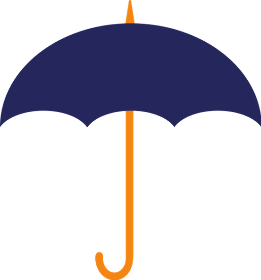 Yellow And Blue Umbrella In Flat Style - Umbrella (512x550)