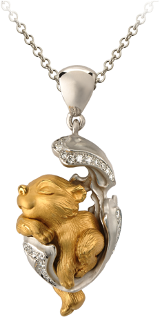White And Yellow Gold 18kt And Diamonds - Magerit Necklace Dream Bear Co 1453.1 Dreams Collection (758x566)