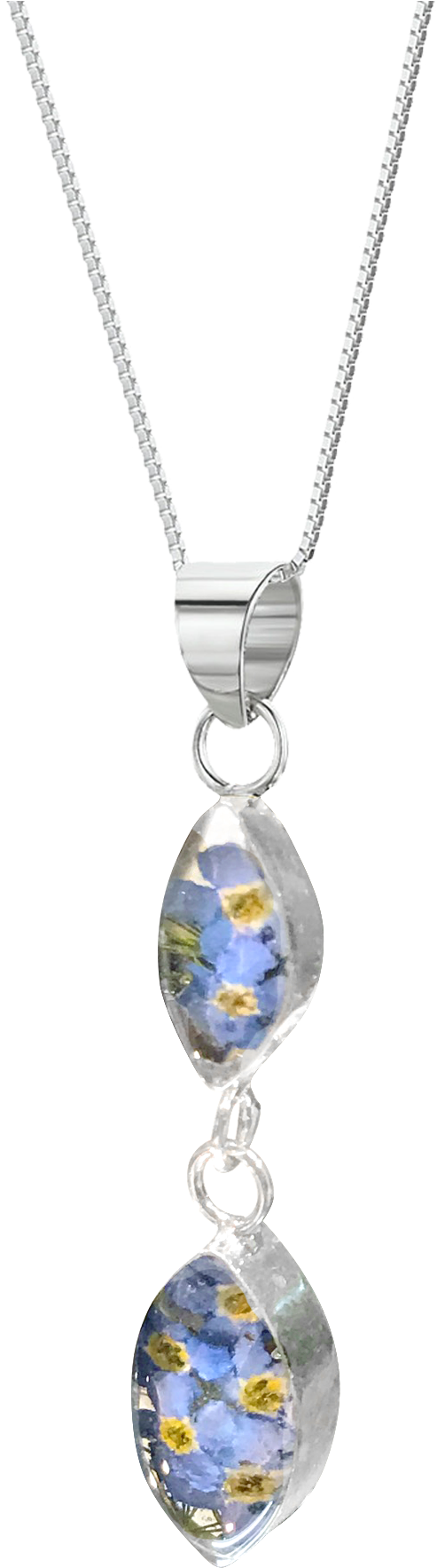 Forget Me Not Necklace Double Oval Sterling Silver - Moon Necklace Rosebud Sterling Silver Real Flower Pendant (1128x1864)