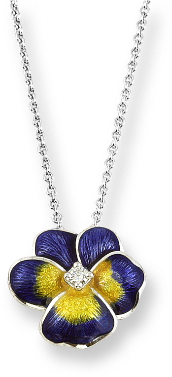 Nicole Barr Designs Sterling Silver Pansy Necklace-purple - Nicole Barr Sterling Silver Enamel & Diamond Pansy (800x800)