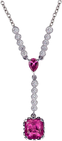 Radiant Pink Sapphire And Diamond Necklace - Pendant (505x505)