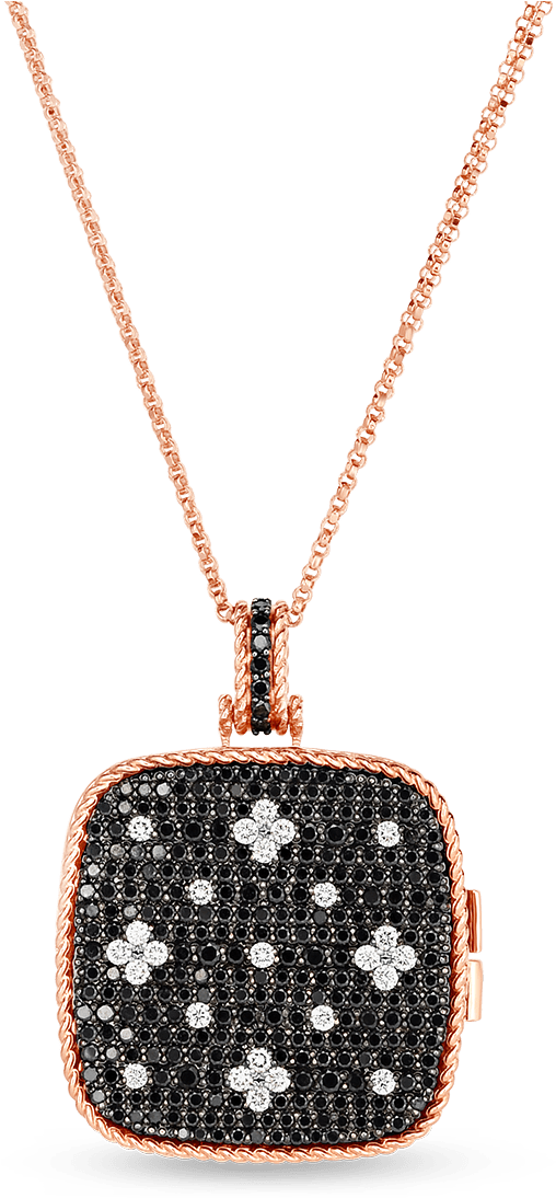 Venetian Princess18kt Blk & White Diamond Locket Pendant - Locket (1600x1600)