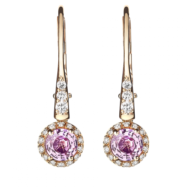 Earrings Romance In 18-carat Red Gold Set With Pink - Romance Ohrringe,18-karätiges Weißgold (750) | 2 Pinke (600x600)