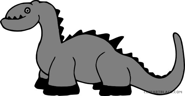 Baby Dinosaur Animal Free Black White Clipart Images - Free Download Vector Dinosaur (600x313)