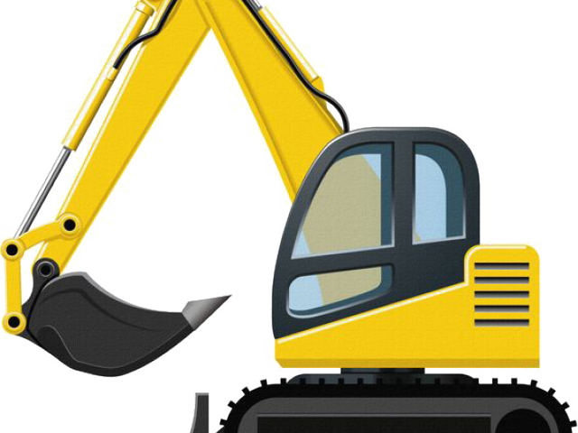 Excovator Clipart Back Hoe - Clip Art Construction Equipment (640x480)