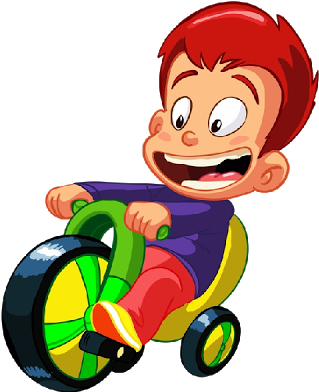 Baby Boy On Bicycle Clipart - Baby Bike Cartoon Png (400x400)