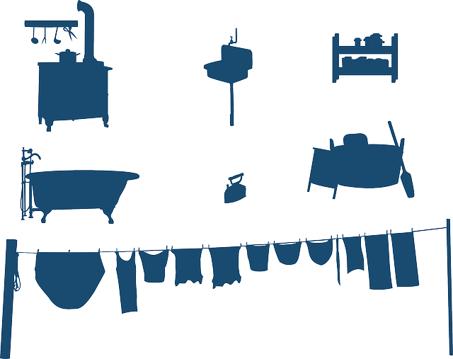 Cutlery Victorian, Household, Blue, Silhouettes, Cutlery - Perabotan Rumah Tangga Vektor (640x507)