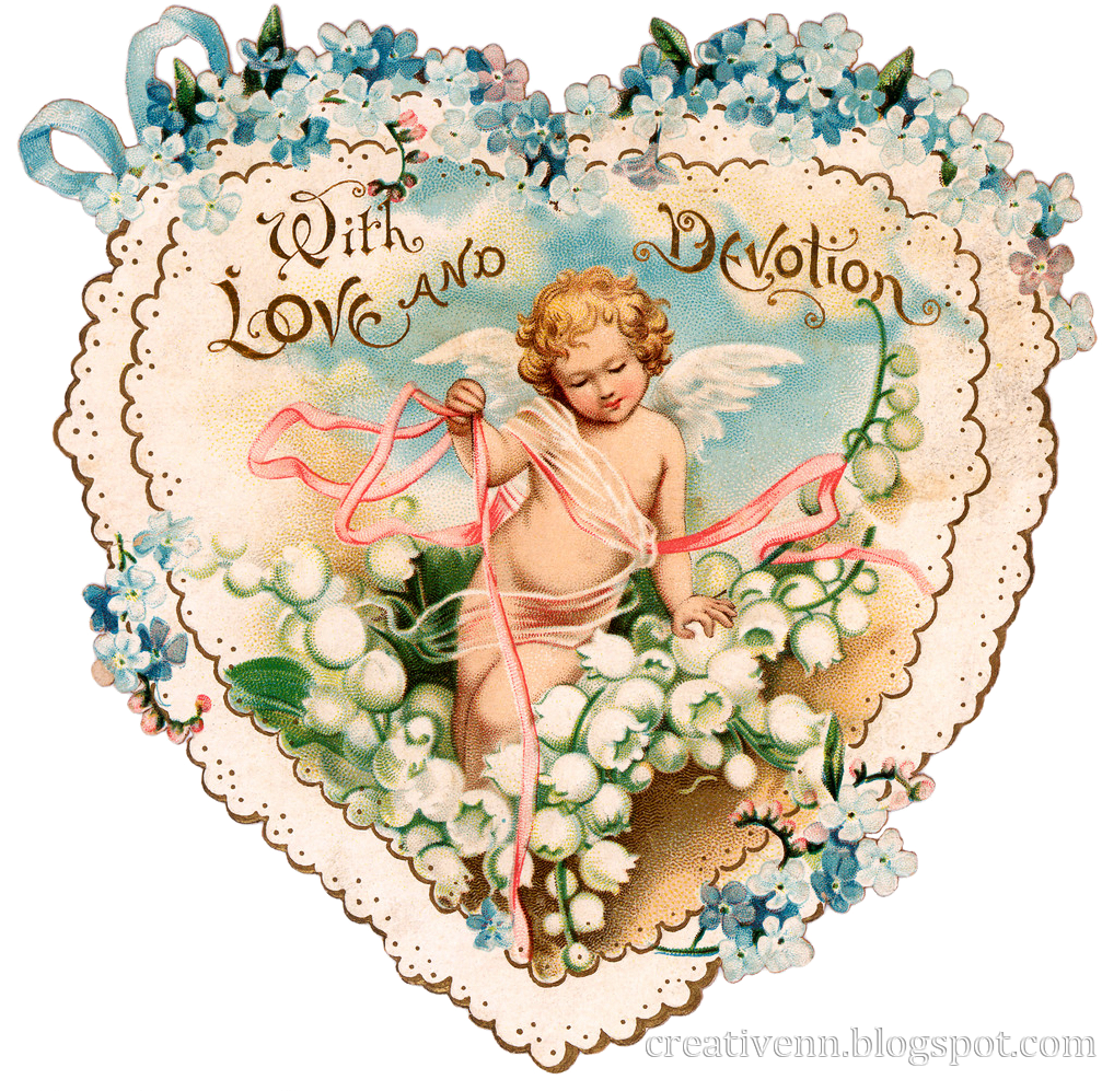 Hearts, Clipart Hearts, Victorian Hearts, Altered Art - 1890 Valentine (1024x1028)