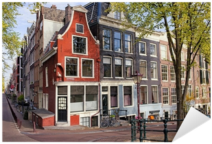 Dutch Style Traditional Houses In Amsterdam Sticker - Painting (400x400)