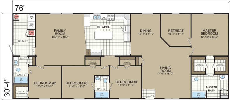 Diamond 3280 203 Built By Dutch Housing In Topeka, - Floor Plan (800x359)