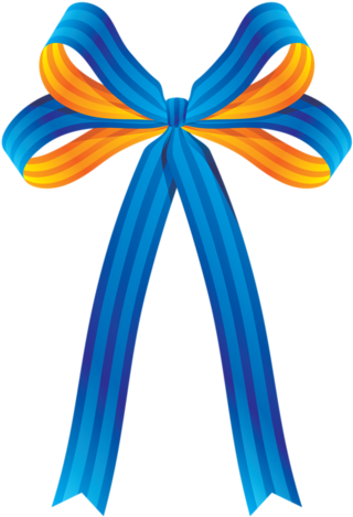 Blue And Orange Bow Clipart (338x500)
