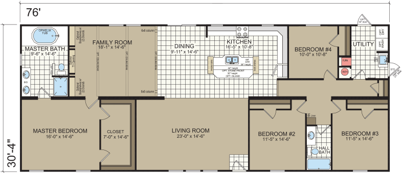 Hartwell Built By Champion Homes In Lillington, Nc - Floor Plan (800x354)