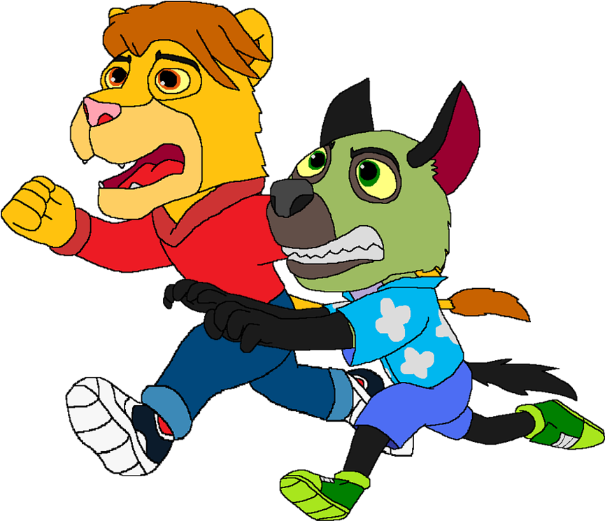 Johnny And Grove Fleeing In Terror By Kylgrv - Cartoon (1008x792)