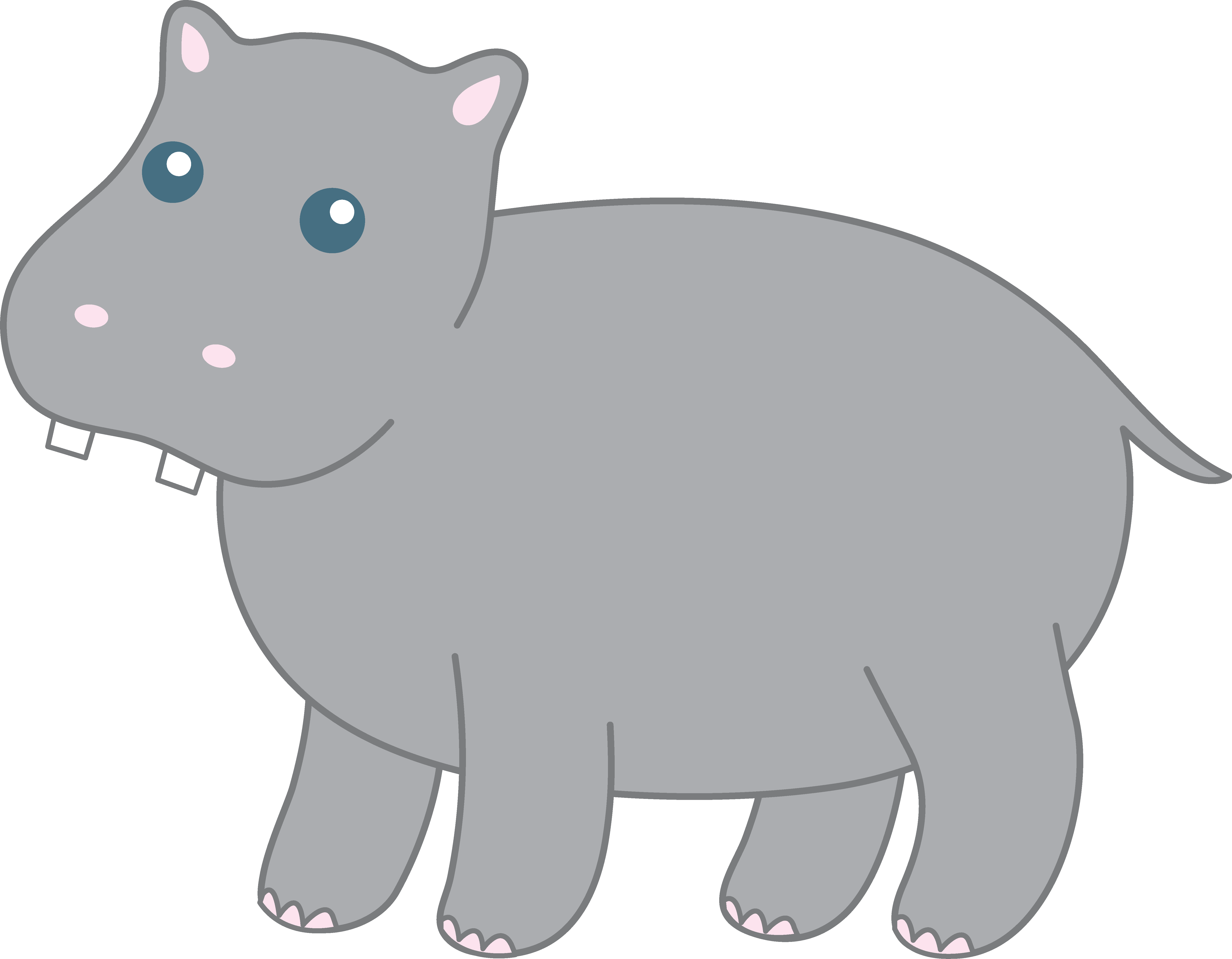 Gray Clipart Hippo - Cute Hippo Png Clipart (6047x4708)