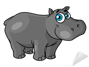 Cute Cartoon Baby Hippo With Blue Eyes Sticker • Pixers® - Cartoon Hippo (400x400)