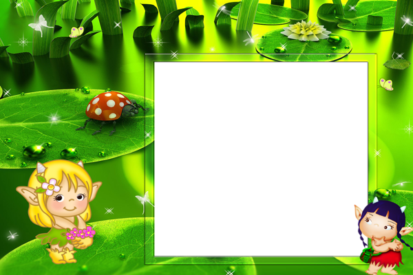 Green Kids Transparent Photo Frame - Frames Design For Kids Png (600x400)