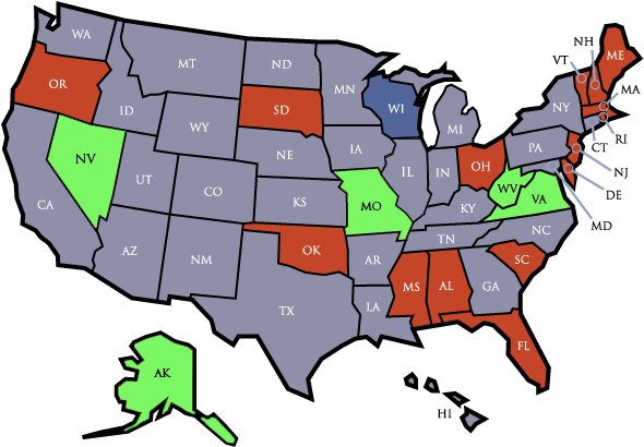 Us-map - Wisconsin Concealed Carry Reciprocity (600x420)