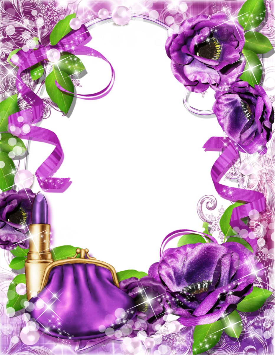 Purple Flower Borders And Frames Download - Frame For Purple Rose (932x1200)