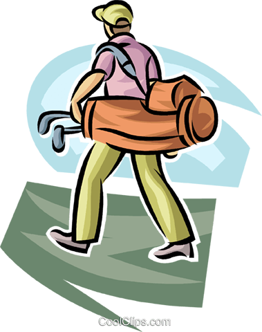 Golfer Carrying His Bag Royalty Free Vector Clip Art - Illustration (379x480)