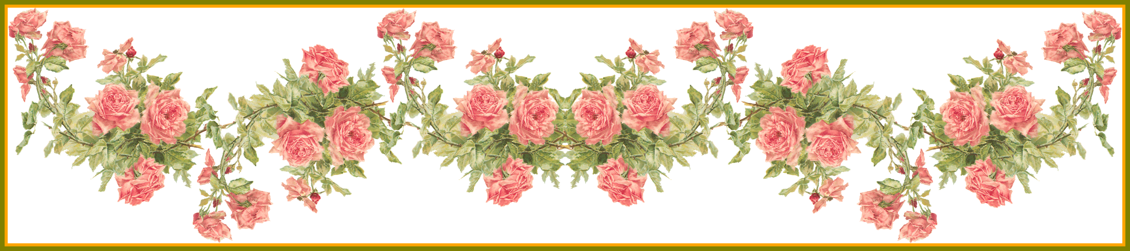 Rose Flower Rose Flower Frames Design Png Incredible - Border Wedding Orange Flowers Transparent Background (3712x825)