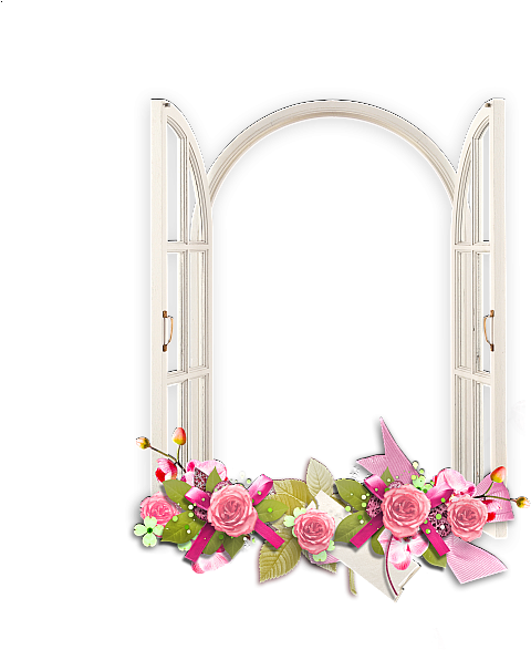 Flowers Transparent Frame Transparent Flower Frame - Window With Pink Flower Png (600x600)