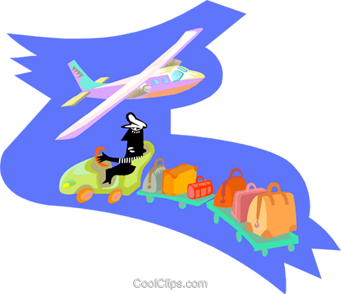 Man Driving Luggage To Aircraft Royalty Free Vector - Man Driving Luggage To Aircraft Royalty Free Vector (480x414)
