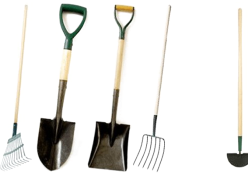Garden Tools Png Transparent Picture - Shovel And Rake Png (495x400)