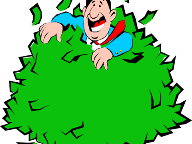 Cartoon Money Clipart - Man Rolling In Money (640x480)