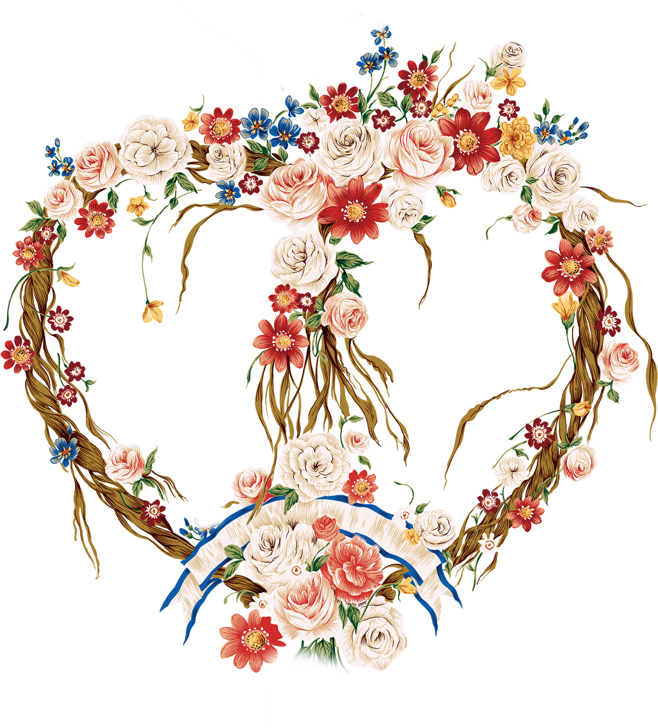 Valentine's Day Border Flowers Heart Floral Design - Floral Valentine Heart Mug (3000x3000)