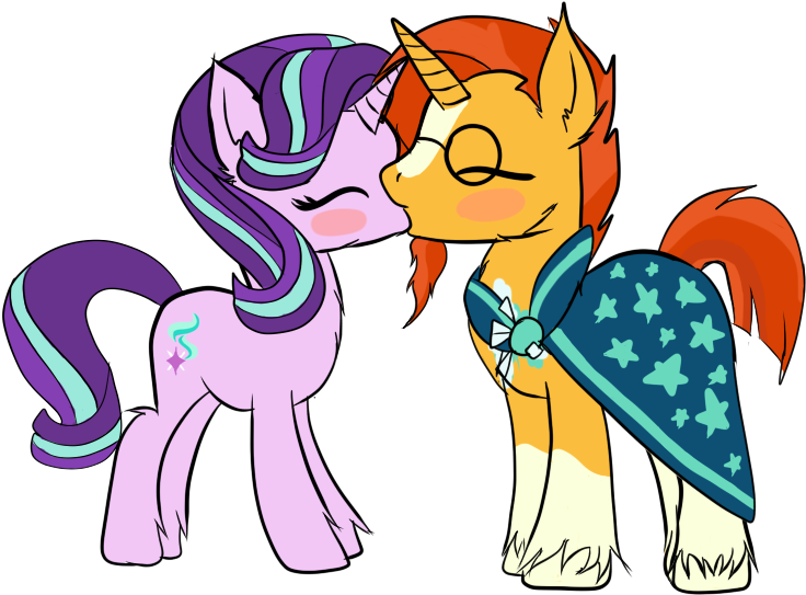 Male, Safe, Shipping, Starburst, Starlight Glimmer, - Starlight Glimmer And Sunburst Kiss (758x565)