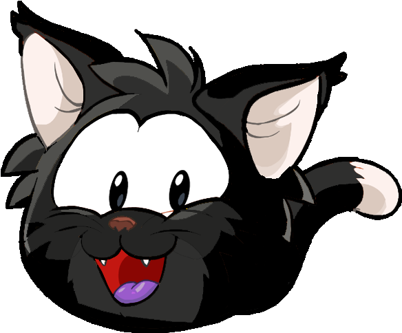 Black Cat Puffle - Gato Negro Png (627x520)