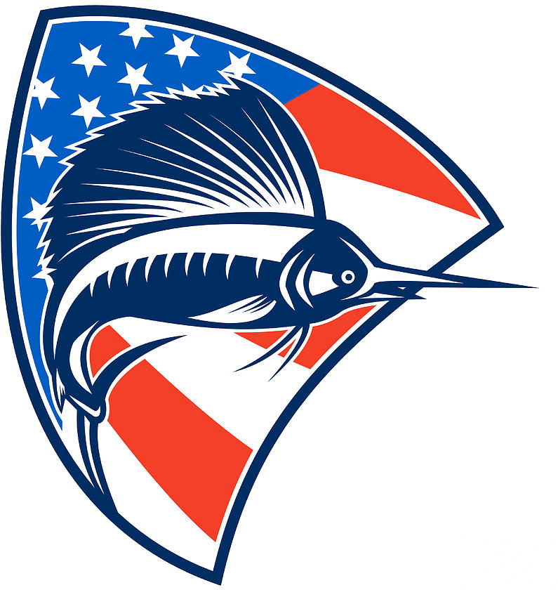 American Custom Marine Electronics - American Flag Sailfish (795x840)