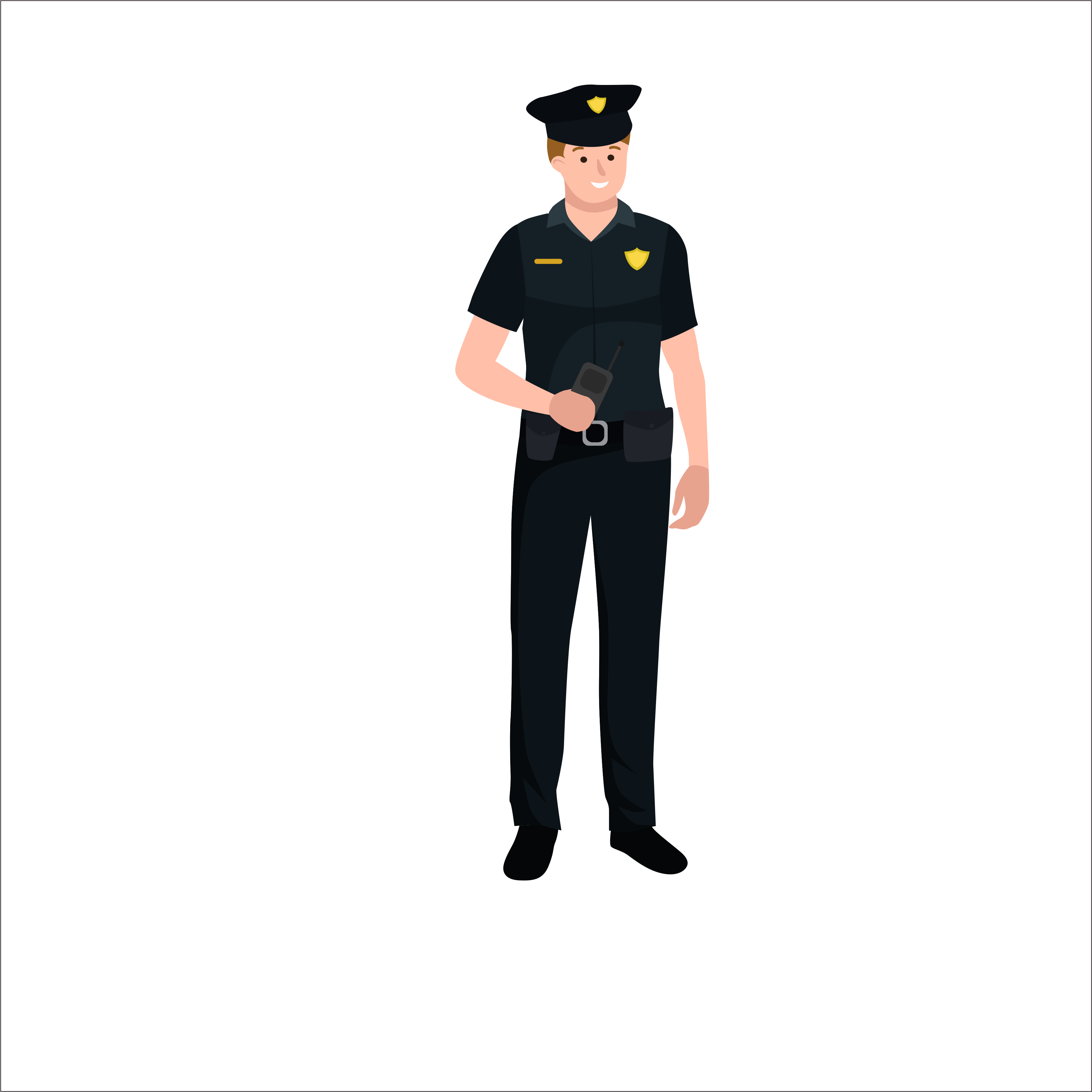 Flat Police 3547*3547 Transprent Png Free Download - Security Guard Man Png (3547x3547)