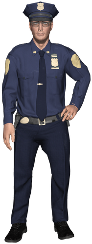 Uniform Policeman Standing With Hand On Hip - Uniform Policeman (392x550)