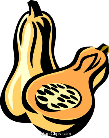 Butternut Squash Royalty Free Vector Clip Art Illustration - Free Butternut Squash Clipart (379x480)