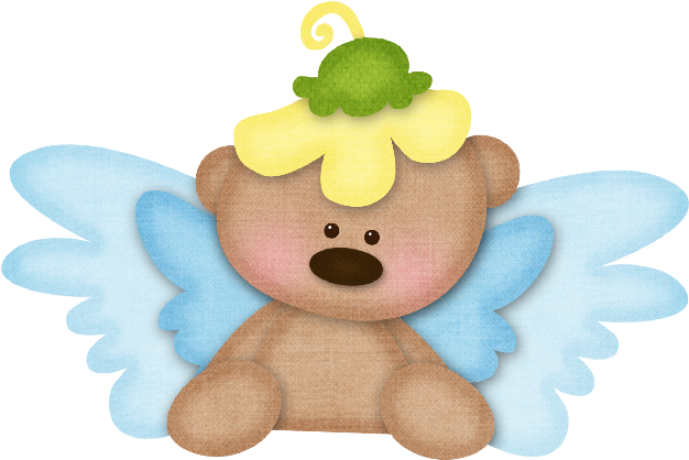 Frutas, Flores, Osos, Botones, Marcos, Lazos, Cintas - Osito Angel Png (626x418)