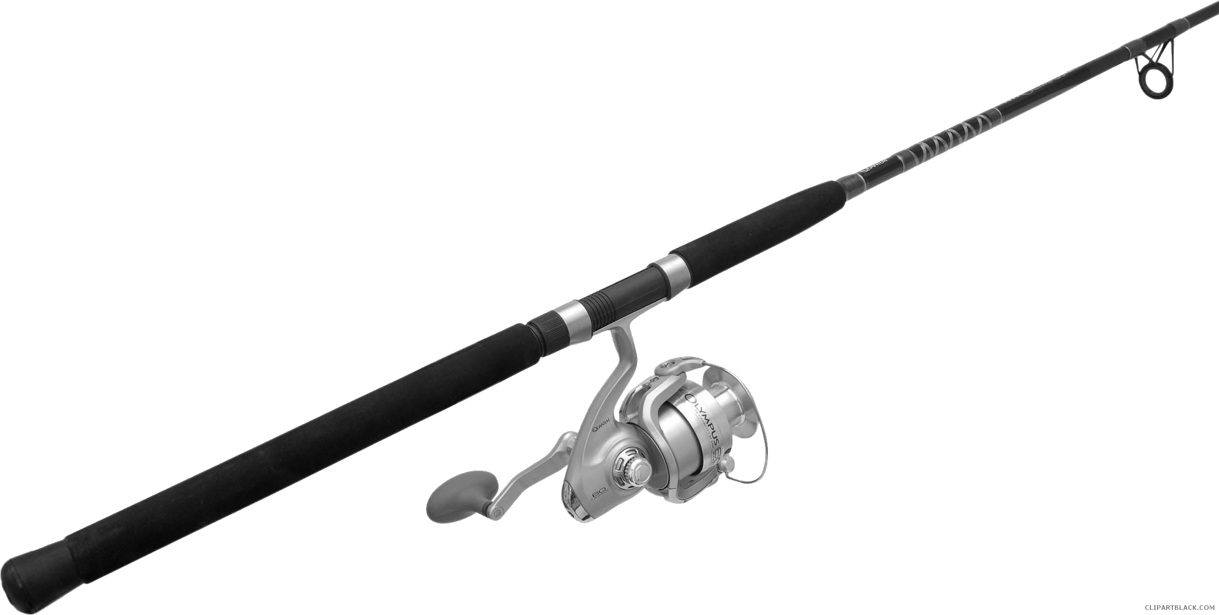 Fishing Pole Tools Free Black White Clipart Images - Fishing Rod And Reel (2378x1201)