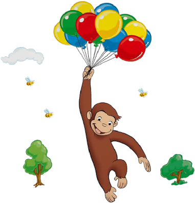 Curious George Cartoon Monkey Images On A Transparent - Roommates Rmk1082gm Curious George Peel & Stick (400x400)