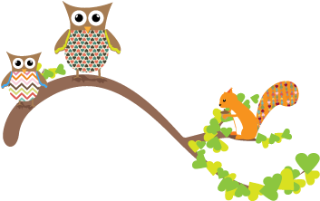 Sticker Hiboux Et Écureuil À Motif - Sticker Ecureuil (384x384)