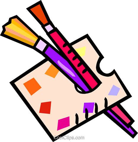 Painters Palette And Brushes Royalty Free Vector Clip - Изобразительное Искусство (466x480)