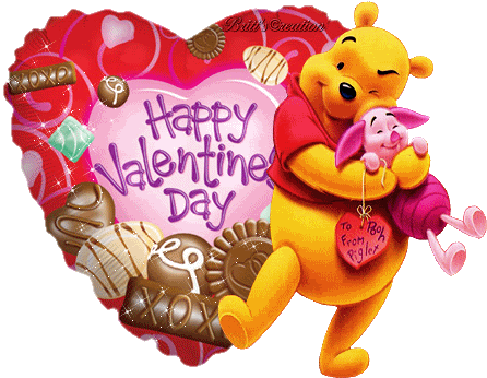 Valentines Day E-cards Gif Animations Free Download - Red Winnie The Pooh Colouring Book - Winnie (450x360)