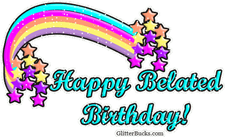 Happy Belated Birthday With Stars - Happy Belated Birthday Gif (450x281)