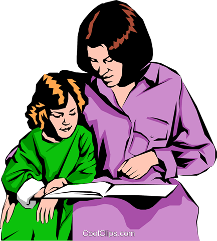 Mother & Daughter Royalty Free Vector Clip Art Illustration - Mother And Daughter Cartoon (433x480)