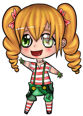 Stripey Chibi Girl - Cartoon (800x600)