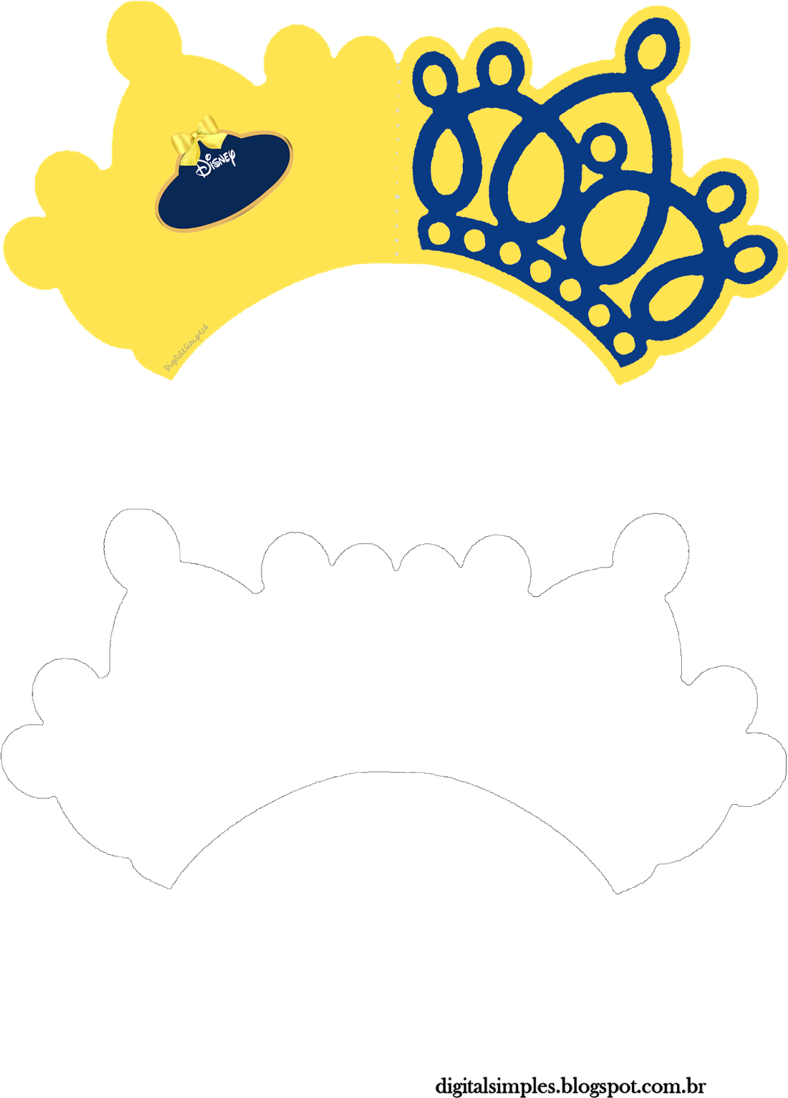 Convite Coroa A Bela E A Fera - Molde Convite Coroa (1131x1600)