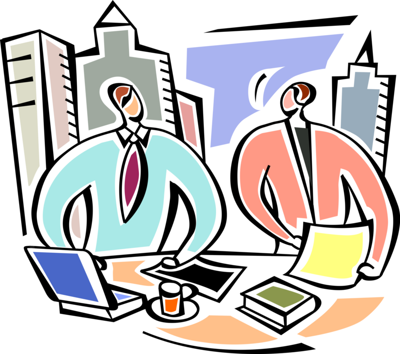 Vector Illustration Of Business Associates Meet And - Vector Illustration Of Business Associates Meet And (791x700)