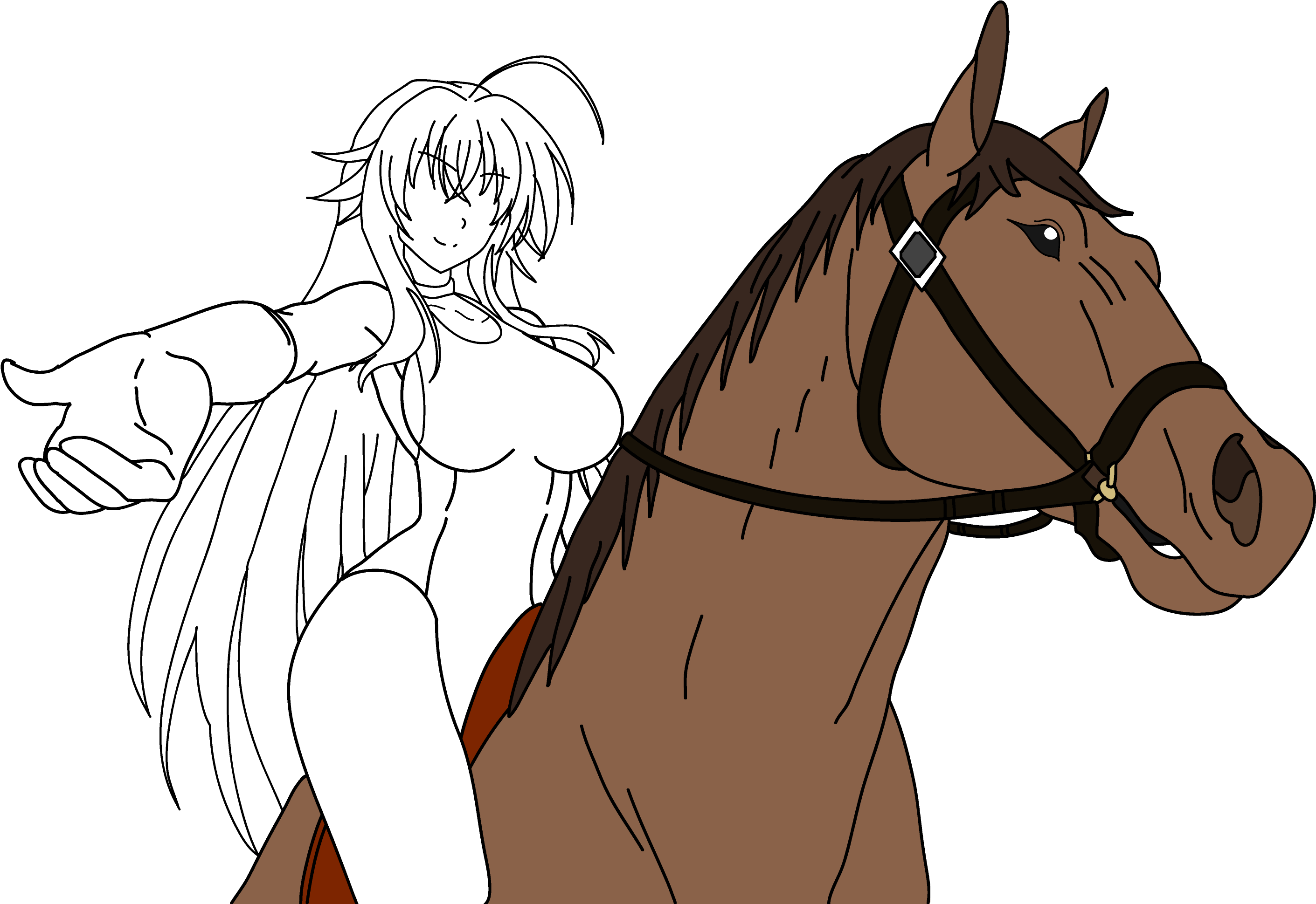 [wip] Rias Riding A Horse - Mane (4286x2680)