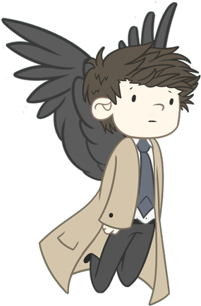 Animated Photo - Castiel Flying Gif (500x586)