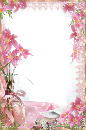 Lírios Cor De Rosa - Pink Flower Frame Png (298x448)